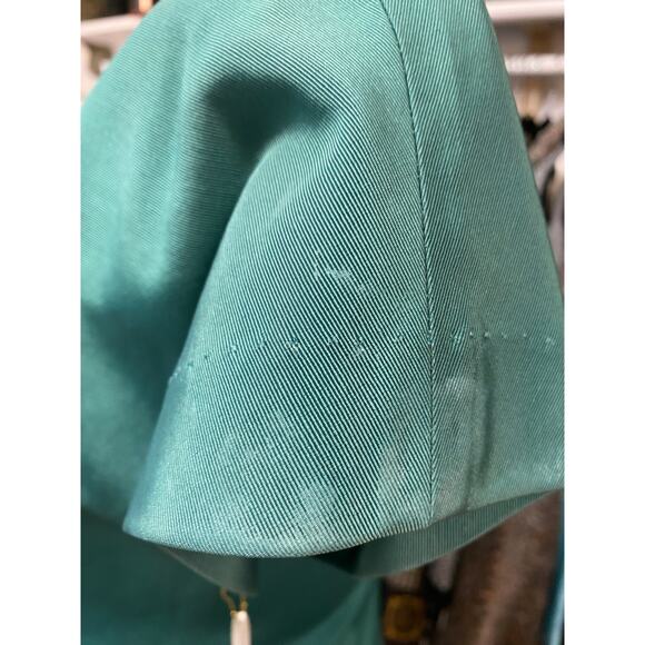 vintage 1980s Ted Lapidus emerald green faille double breasted dress med 80s 31 - Picture 7 of 12